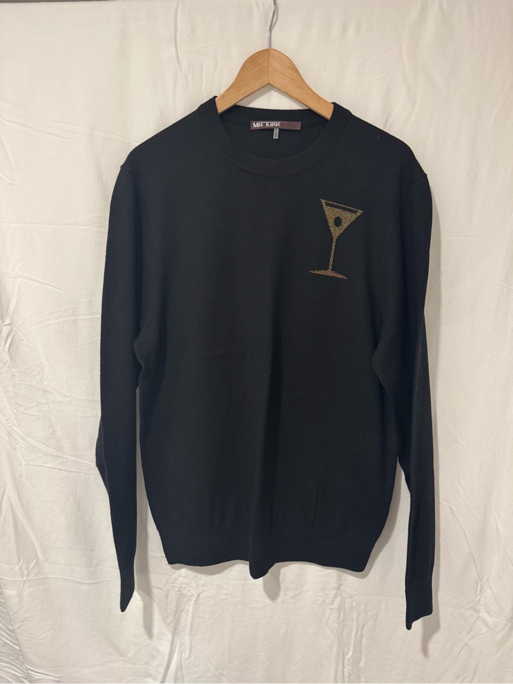 Mr. Turk Black Crewneck Sweater with Martini Glass